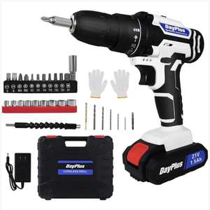 21V Cordless Drill Combi Power Drill Electric Screwdriver Set with 46 bits 25+1 Torque Torque 45N.m - Sold By LMstarz