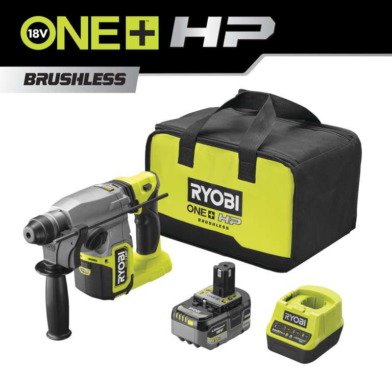 18V ONE+ HP Cordless Brushless SDS+ Drill (1 x 4.0Ah) and free tool £169.99 @ Ryobi