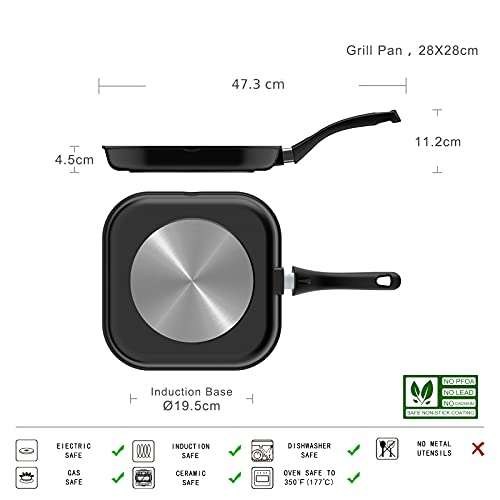 28 cm Grill Pan (AmazonBasics Cast Aluminium Non Stick Induction Grill Pan) £20.44 with voucher @ Amazon