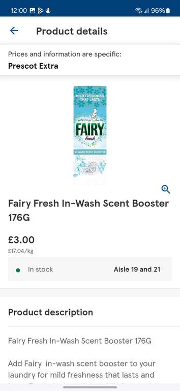 Free Fairy Fresh In-Wash Scent Booster 176G via app coupon - Selected Clubcard Accounts