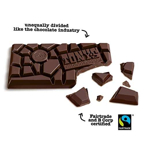 Tony's Chocolonely Dark Almond Sea Salt Chocolate Bar - 180g Belgian Fairtrade Chocolate, Gift, 51% Cocoa, Vegan