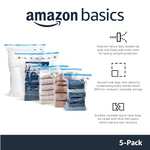 Amazon Basics Vacuum Compression Zipper Storage Bags with Airtight Valve and Hand Pump, Medium, 5-Pack, Clear - W/Voucher