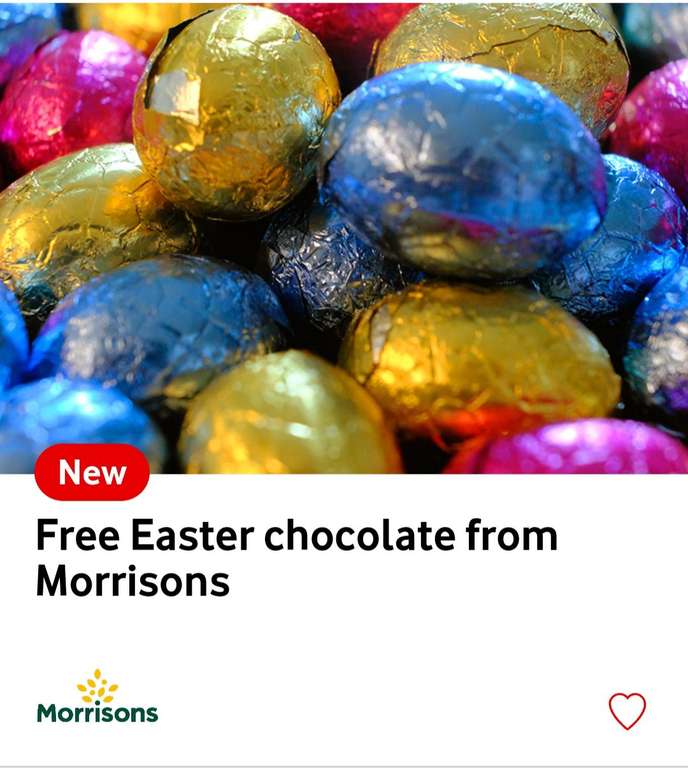 Free Easter chocolate from Morrisons (Worth £1.25) via Vodafone VeryMe