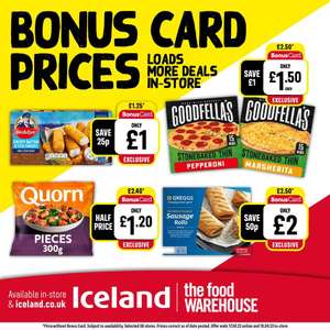 Iceland Bonus Card Prices: 4 Greggs Sausage Rolls - £2 / Goodfellas Pizzas - £1.50 each @ Iceland