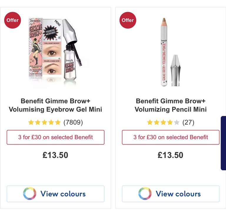 Benefit selected items 3 for £30, plus possible free full size mascara & free eye globes on certain products @ Boots
