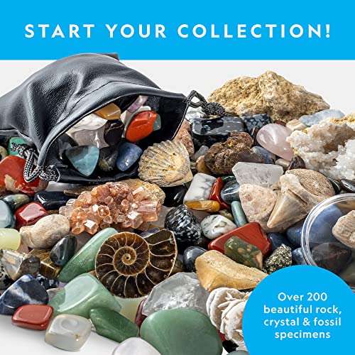 National Geographic Rock Collection and Fossils for Kids – 200 Piece Crystals and Gemstones W/voucher, National Geographic Science Toys FBA