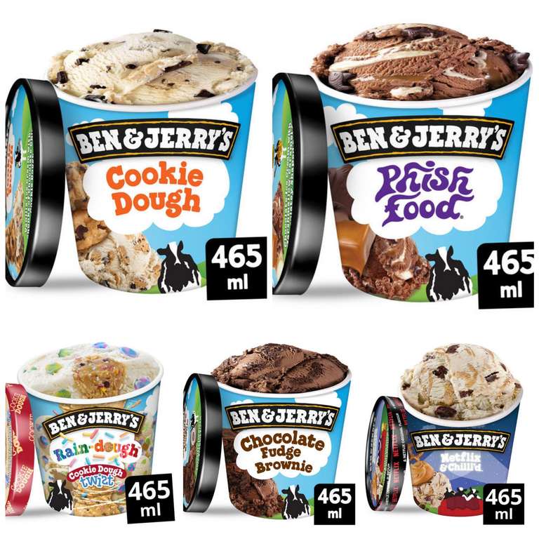 Various Ben and Jerry's Ice Cream 465ml £2.25 (Online Only - Minimum Spend / Delivery Fees Apply) @ Iceland