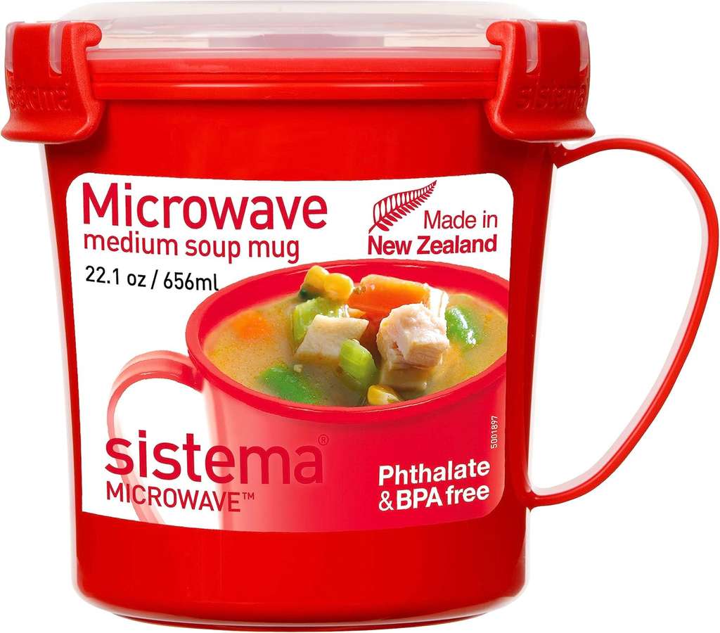 Sistea 4 Stück 21141 Ikrowelle Große Suppe-Becher, 900l, BPA Free - Int/Blau/Lila