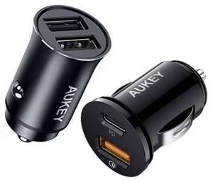 AUKEY 24W Dual USB-A Metal Car Charger (or 2 For £8)