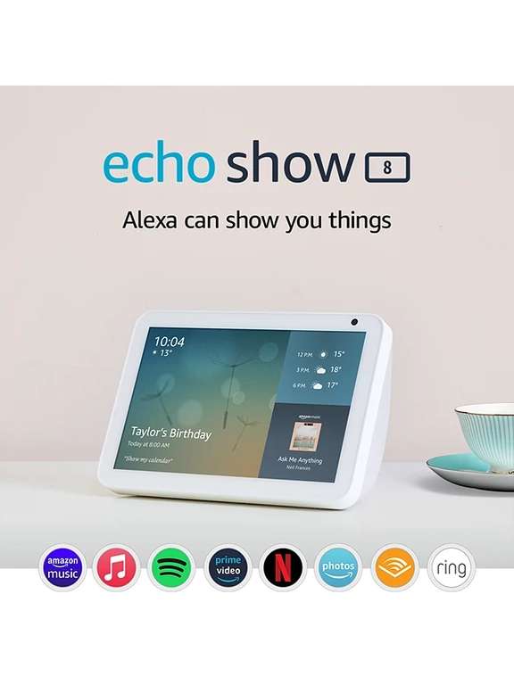 Amazon Echo Show 8 (1st Gen) Smart Speaker, 8" Screen, Alexa, Sandstone (2 Year Guarantee) £54.99 Delivered/Free Click&Collect @ John Lewis