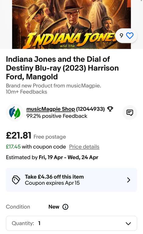Indiana Jones and the Dial of Destiny - 4K Blu-ray - New - Sold by musicMagpie Shop