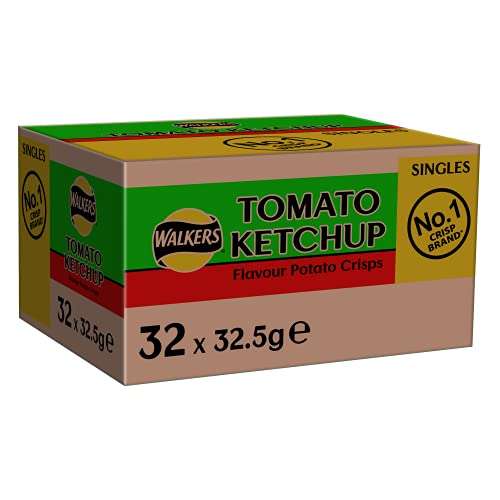 Walkers Tomato Ketchup Crisps Box, 32.5 g (Case of 32) £13.87 / £12.48 Subscribe & Save @ Amazon