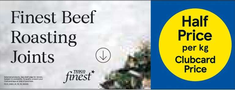 Tesco Finest Beef Roasting Joint - Half Price - Clubcard Price