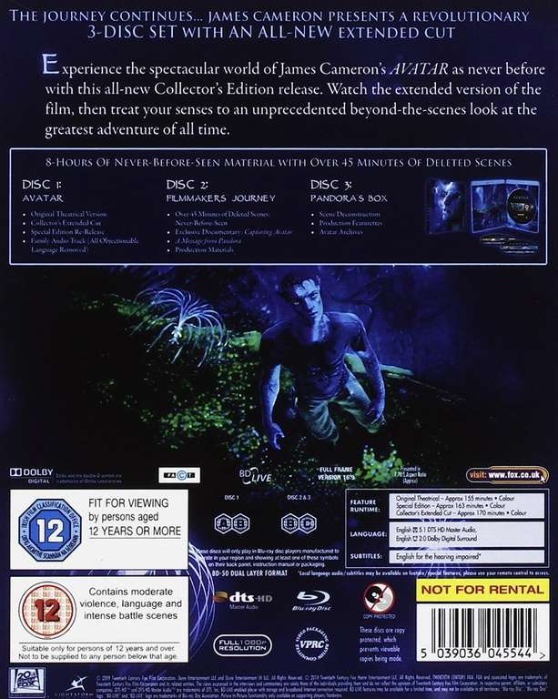 Used very good Avatar Extended Collectors Edition Blu Ray £2.87 with codes @ Worldofbooks