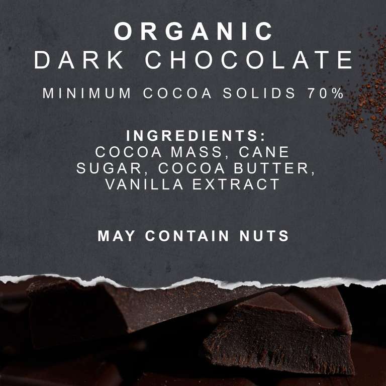 Green & Black's Organic 70 Percent Dark Chocolate Bar, 90 g, Pack of 15
