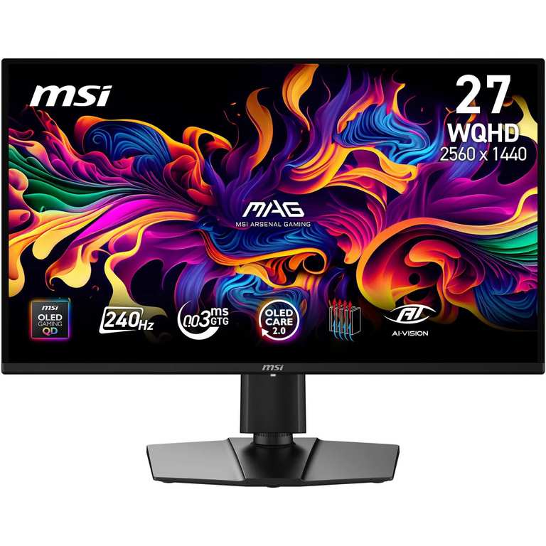 MSI MAG 274QP QD-OLED X24 27-Inch WQHD Gaming Monitor, 2560 x 1440 Quantum Dot OLED Panel, 240Hz - via Amazon Business