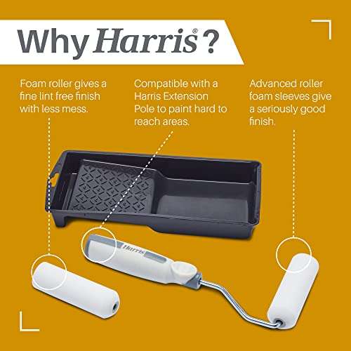 Harris 102022002 Seriously Good Woodwork Mini Roller Set 4in | Kit Includes: Tray, 1 x Roller Frame, 2 x Gloss Roller Sleeves