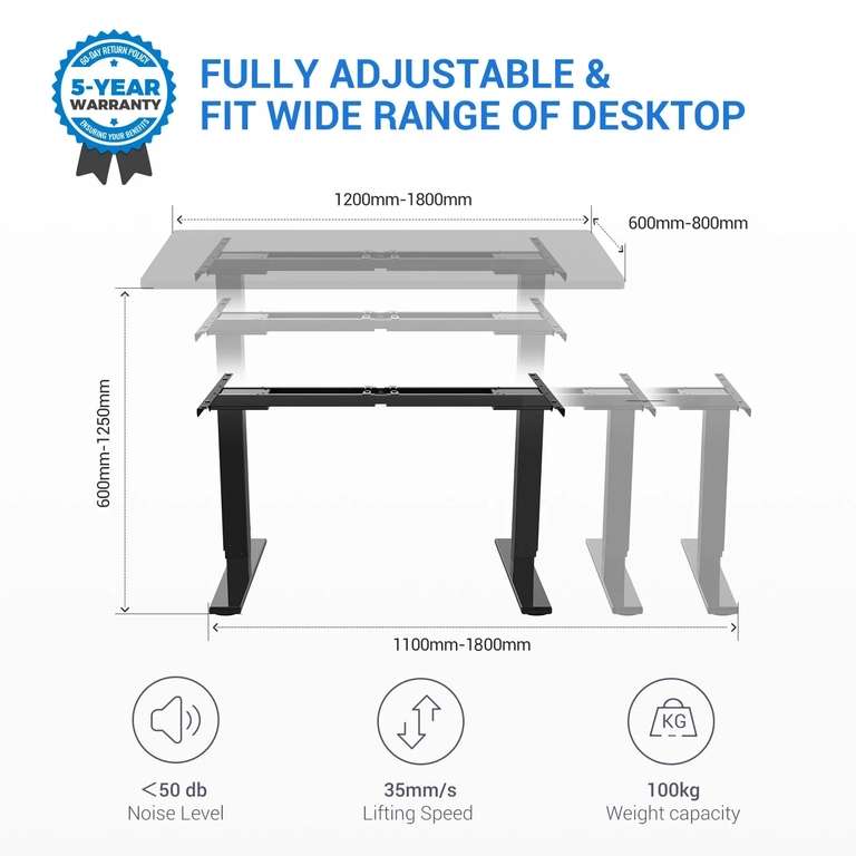 E5 Electric Height Adjustable Standing Desk