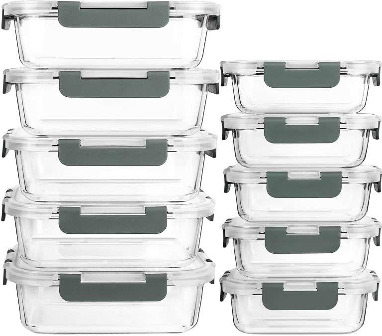MCIRCO 10 Pack Glass Food Storage Containers with Lifetime Locking Lids - Sold by LangX Direct FBA