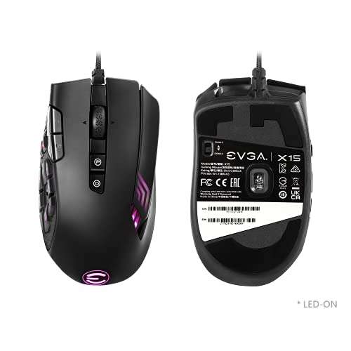 New EVGA X15 MMO Gaming Mouse, 8k, Wired, Black, Customizable, 16,000 DPI, 5 Profiles - £36.50 & Used - Very Good £32.70 @ Amazon