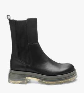 Women’s leather Black/Khaki Signature Coloured Sole Midi Chelsea Boots - £21 + free click and collect Next