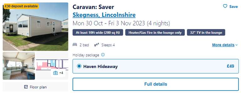 Autumn 2023 - 4 Nights Haven Hideway - Sleeps 4/6 - Breaks from £49 (See OP) @ Haven