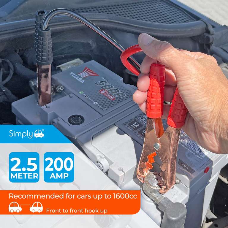 Simply SM200 Zip-bag Motorist Jump Leads Booster Cable 200AMP 2.5M Long Anti-tangle leads