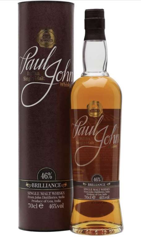 Paul John Brilliance Indian Single Malt Whisky 70 cl - £32.99 @ Amazon