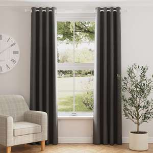 Nyah Cotton Graphite or Grey Eyelet Curtains From £6 @ Dunelm Free Click and collect