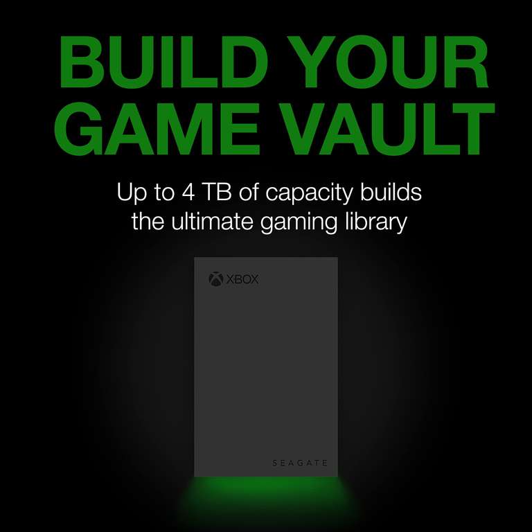 Seagate Game Drive for Xbox, 4TB, External Hard Drive Portable, USB 3.2 Gen 1, Black with built-in green LED bar, Xbox Certified