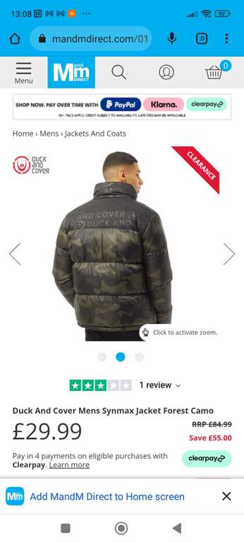 Duck and cover mens synmax camo jacket 