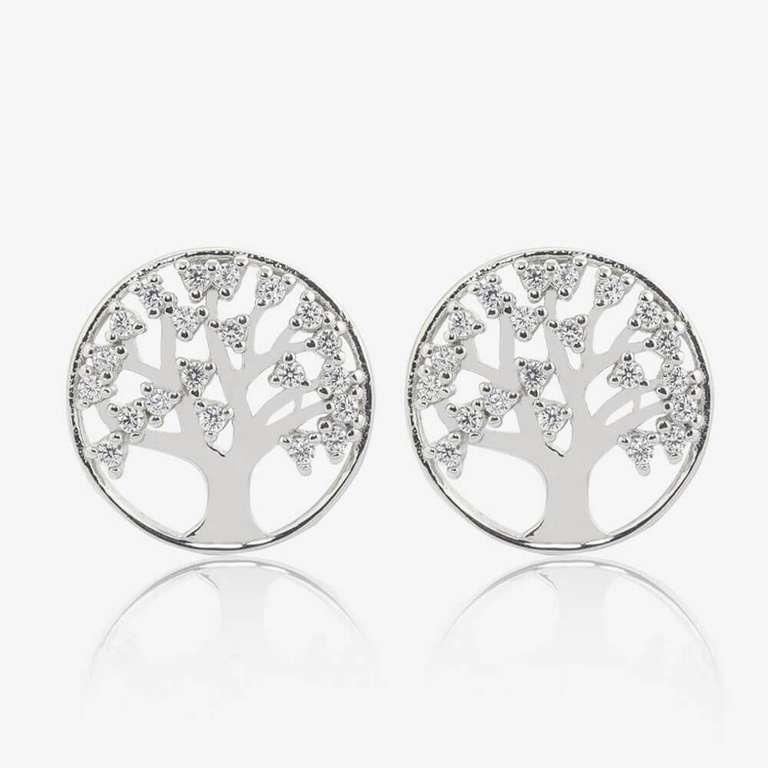 Sterling Silver Life's Tree Stud Earrings