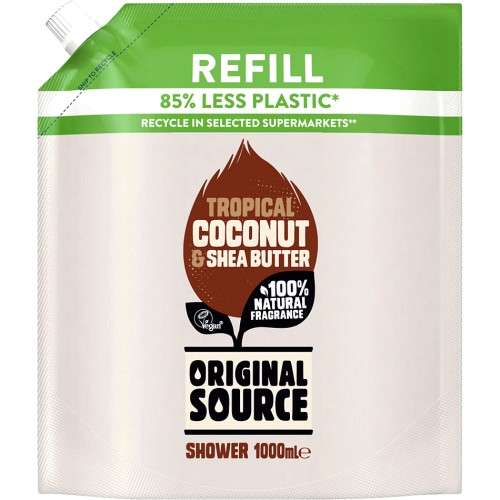 Original Source Mint & Tea Tree Shower Gel Refill 1Ltr | Original Source Coconut & Shea Butter Shower Gel Refill 1Ltr- Clubcard price