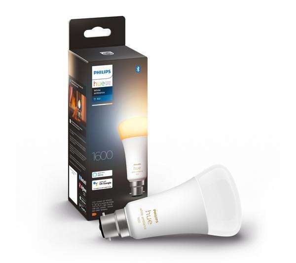 PHILIPS HUE White Ambiance Smart Bulb LED with Bluetooth - B22, 1600 Lumen