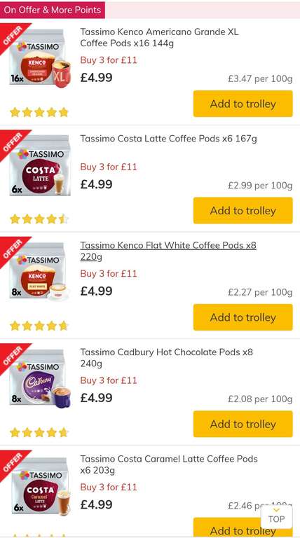Tassimo Pods. 3 for £11. Various brands/Flavours As Stocked