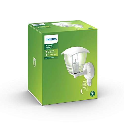 Philips myGarden Creek Outdoor Wall Light with Motion Sensor (Requires 1 x 60 W E27 Bulb), White £22.99 @ Amazon
