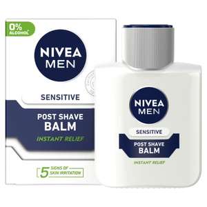 NIVEA MEN Sensitive Post Shave Balm (100ml), 0% Alcohol with Chamomile and Vitamin E, Relieves Skin from 5 Signs of Irritation