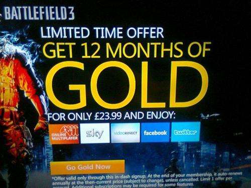 12 months Xbox Live GOLD 40% off - £23.99 @ Xbox Dashboard
