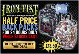 Half price Iron Fist Backpacks from Attitude Clothing