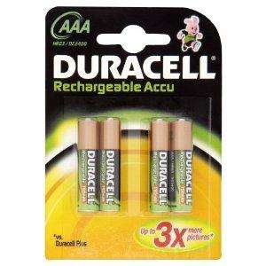 Duracell Rechargeable Accu HR03 750 mAh AAA Batteries - 4-Pack. £4 @ Amazon