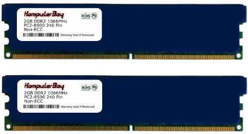 Komputerbay 4GB 2x 2GB DDR2 PC2 8500 1066Mhz 240 Pin DIMM 4 GB KIT - comes with Heat Spreader for extra Cooling (5-7-7-25 at 1.8V)   £35 and Fulfilled by Amazon.