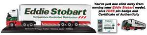 Eddie Stobart truck - 23cm officially licensed, perfectly crafted 1:76 scale diecast Volvo FH Fridge Trailer £2.99 delivered (with free pin badge)  @ Atlas Editions