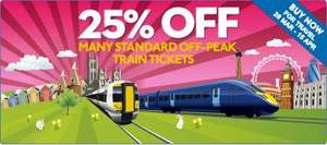 Get 25% off many standard off-peak mainline and high speed tickets when you buy online @ Southeastern Railway