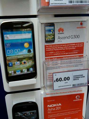 Huawei Ascend G300 Smartphone on Vodafone PAYG £60 (£45 with groceries) @ Tesco instore