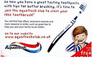 Free toothbrush from Aquafresh