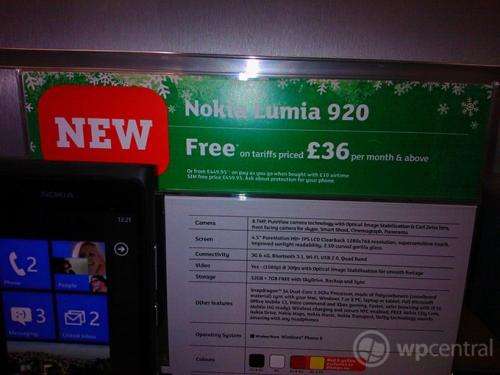 Nokia Lumia 920 sim free £459.95 instore phones4u