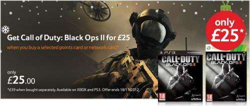 Call Of Duty Black Ops 2 Xbox/PS3 for £25 @ Tesco Instore / Online when bought with 2100/4200 Xbox Live Points or £25/£35 Playstation Network card