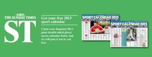Free Sports Calendar (delivered free too) @ Sunday Times
