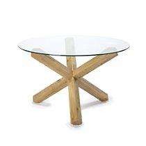 BHS - Oak Hanover Round Glass Table - Was £319 now only £159