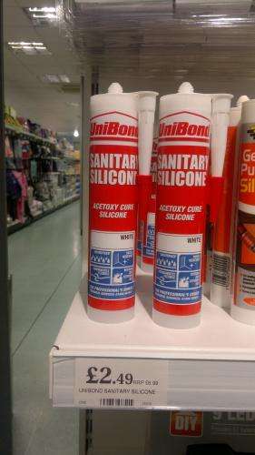 Home Bargains - Unibond Sanitary Silicone White Sealant 300 ml tube